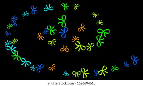 Festive Background with Colorful Bows. Trendy Pattern for Postcard, Print, Banner or Poster. Little Pretty Bows For Party Decoration, Wedding, Birthday or Anniversary Invitation. Vector

