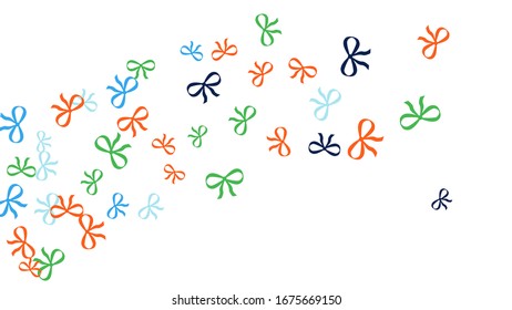 Festive Background with Colorful Bows. Trendy Pattern for Postcard, Print, Banner or Poster. Little Pretty Bows For Party Decoration, Wedding, Birthday or Anniversary Invitation. Vector 
