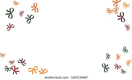 Festive Background with Colorful Bows. Trendy Pattern for Postcard, Print, Banner or Poster. Little Pretty Bows For Party Decoration, Wedding, Birthday or Anniversary Invitation. Vector 
