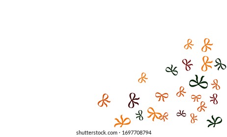 Festive Background with Colorful Bows. Trendy Pattern for Postcard, Print, Banner or Poster. Little Pretty Bows For Party Decoration, Wedding, Birthday or Anniversary Invitation. Vector 
