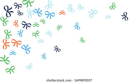 Festive Background with Colorful Bows. Trendy Pattern for Postcard, Print, Banner or Poster. Little Pretty Bows For Party Decoration, Wedding, Birthday or Anniversary Invitation. Vector 
