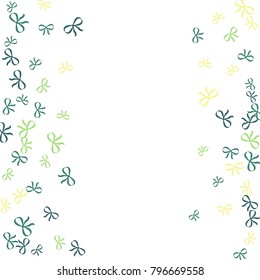 Festive Background with Colorful Bows. Trendy Pattern for Postcard, Print, Banner or Poster. Little Pretty Bows For Party Decoration, Wedding, Birthday or Anniversary Invitation. Vector Frame.