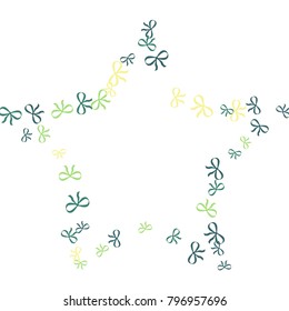 Festive Background with Colorful Bows. Trendy Pattern for Postcard, Print, Banner or Poster. Little Pretty Bows For Party Decoration, Wedding, Birthday or Anniversary Invitation. Vector Frame.

