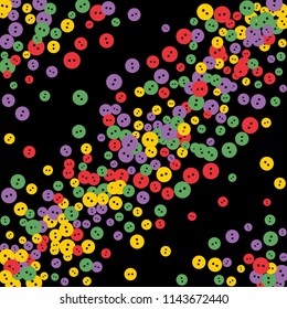 Festive Background with Colorful buttons. Trendy Pattern for Postcard, Print, Banner or Poster. Vector