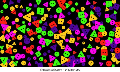 Festive Background with Colorful buttons. Trendy Pattern for Postcard, Print, Banner or Poster. Vector
