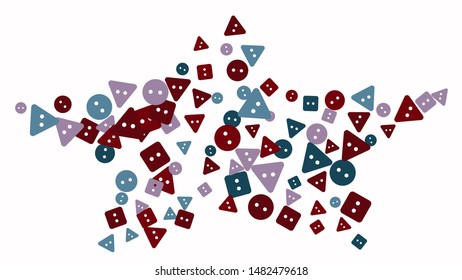 Festive Background with Colorful buttons. Trendy Pattern for Postcard, Print, Banner or Poster. Vector
