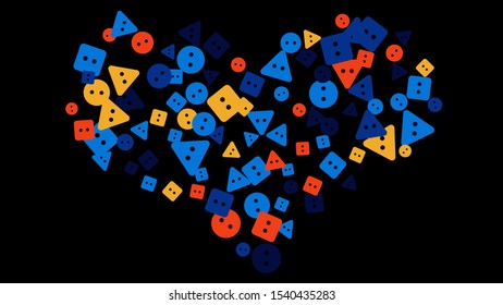 Festive Background with Colorful buttons. Trendy Pattern for Postcard, Print, Banner or Poster. Vector
