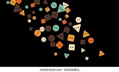 Festive Background with Colorful buttons. Trendy Pattern for Postcard, Print, Banner or Poster. Vector
