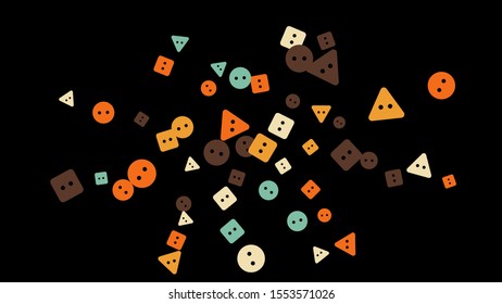 Festive Background with Colorful buttons. Trendy Pattern for Postcard, Print, Banner or Poster. Vector
