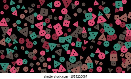 Festive Background with Colorful buttons. Trendy Pattern for Postcard, Print, Banner or Poster. Vector
