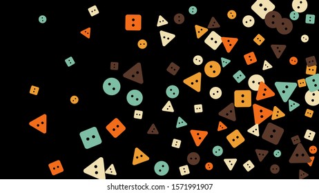 Festive Background with Colorful buttons. Trendy Pattern for Postcard, Print, Banner or Poster. Vector