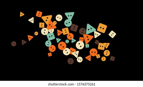 Festive Background with Colorful buttons. Trendy Pattern for Postcard, Print, Banner or Poster. Vector