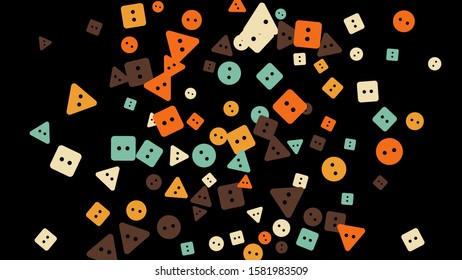 Festive Background with Colorful buttons. Trendy Pattern for Postcard, Print, Banner or Poster. Vector