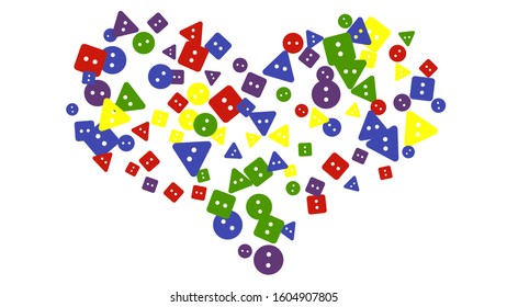 Festive Background with Colorful buttons. Trendy Pattern for Postcard, Print, Banner or Poster. Vector