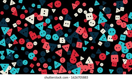 Festive Background with Colorful buttons. Trendy Pattern for Postcard, Print, Banner or Poster. Vector
