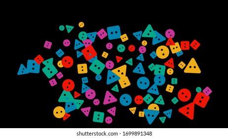 Festive Background with Colorful buttons. Trendy Pattern for Postcard, Print, Banner or Poster. Vector