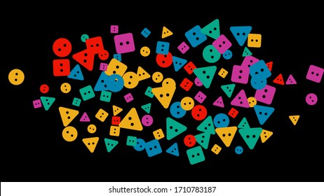 Festive Background with Colorful buttons. Trendy Pattern for Postcard, Print, Banner or Poster. Vector