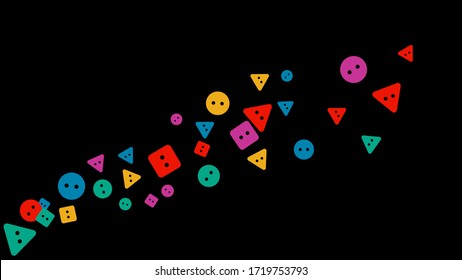 Festive Background with Colorful buttons. Trendy Pattern for Postcard, Print, Banner or Poster. Vector