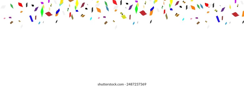 Festive background with colorful confetti.