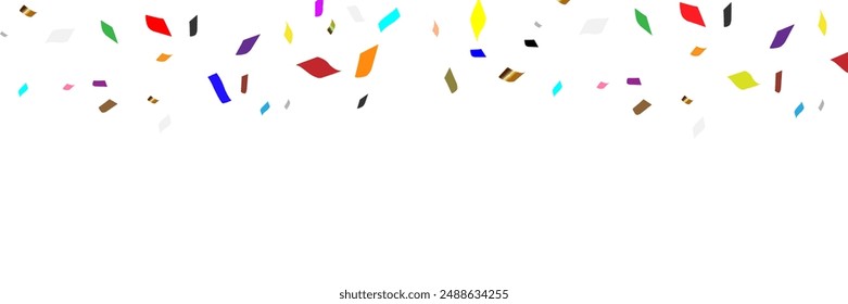 Festive background with colorful confetti.