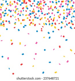 Festive background with colorful falling confetti, vector illustration