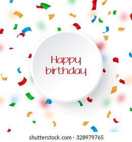 Festive background with colorful falling confetti, vector illustration