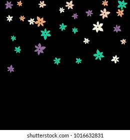 Festive Background with Colorful  flowers. Feminine Pattern for Postcard, Print, Banner or Poster. Small Pretty  flowers For Party Decoration, Wedding, Birthday or Anniversary Invitation. 
