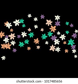 Festive Background with Colorful  flowers. Feminine Pattern for Postcard, Print, Banner or Poster. Small Pretty  flowers For Party Decoration, Wedding, Birthday or Anniversary Invitation. 
