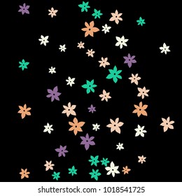 Festive Background with Colorful  flowers. Feminine Pattern for Postcard, Print, Banner or Poster. Small Pretty  flowers For Party Decoration, Wedding, Birthday or Anniversary Invitation. 
