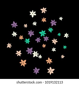 Festive Background with Colorful  flowers. Feminine Pattern for Postcard, Print, Banner or Poster. Small Pretty  flowers For Party Decoration, Wedding, Birthday or Anniversary Invitation. 
