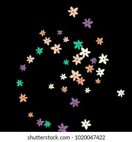 Festive Background with Colorful  flowers. Feminine Pattern for Postcard, Print, Banner or Poster. Small Pretty  flowers For Party Decoration, Wedding, Birthday or Anniversary Invitation. 
