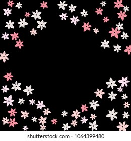 Festive Background with Colorful  flowers. Feminine Pattern for Postcard, Print, Banner or Poster. Small Pretty  flowers For Party Decoration, Wedding, Birthday or Anniversary Invitation. 