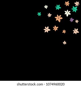 Festive Background with Colorful  flowers. Feminine Pattern for Postcard, Print, Banner or Poster. Small Pretty  flowers For Party Decoration, Wedding, Birthday or Anniversary Invitation. 
