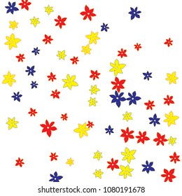 Festive Background with Colorful  flowers. Feminine Pattern for Postcard, Print, Banner or Poster. Small Pretty  flowers For Party Decoration, Wedding, Birthday or Anniversary Invitation. 
