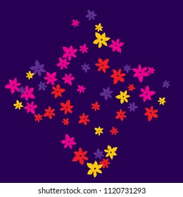 Festive Background with Colorful  flowers. Feminine Pattern for Postcard, Print, Banner or Poster. Small Pretty  flowers For Party Decoration, Wedding, Birthday or Anniversary Invitation. 

