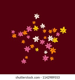 Festive Background with Colorful  flowers. Feminine Pattern for Postcard, Print, Banner or Poster. Small Pretty  flowers For Party Decoration, Wedding, Birthday or Anniversary Invitation. 

