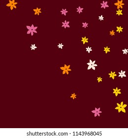 Festive Background with Colorful  flowers. Feminine Pattern for Postcard, Print, Banner or Poster. Small Pretty  flowers For Party Decoration, Wedding, Birthday or Anniversary Invitation. 
