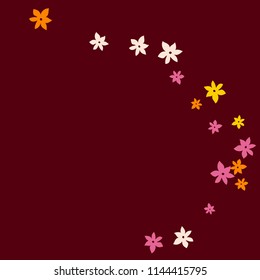 Festive Background with Colorful  flowers. Feminine Pattern for Postcard, Print, Banner or Poster. Small Pretty  flowers For Party Decoration, Wedding, Birthday or Anniversary Invitation. 
