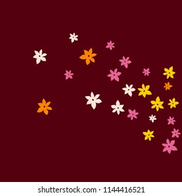 Festive Background with Colorful  flowers. Feminine Pattern for Postcard, Print, Banner or Poster. Small Pretty  flowers For Party Decoration, Wedding, Birthday or Anniversary Invitation. 
