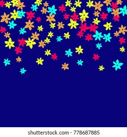 Festive Background with Colorful  flowers. Feminine Pattern for Postcard, Print, Banner or Poster. Small Pretty  flowers For Party Decoration, Wedding, Birthday or Anniversary Invitation. 