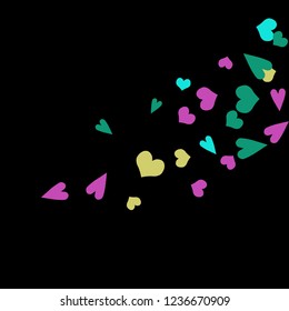 Festive Background with Colorful hearts. Cute Pattern for Postcard, Print, Banner or Poster. Pretty hearts For Party Decoration, Wedding, Birthday or Anniversary Invitation. Vector