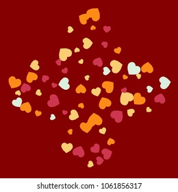 Festive Background with Colorful hearts. Delicate Pattern for Postcard, Print, Banner or Poster. Pretty hearts For Party Decoration, Wedding, Birthday or Anniversary Invitation. Vector
