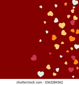 Festive Background with Colorful hearts. Delicate Pattern for Postcard, Print, Banner or Poster. Pretty hearts For Party Decoration, Wedding, Birthday or Anniversary Invitation. Vector