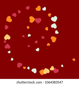 Festive Background with Colorful hearts. Delicate Pattern for Postcard, Print, Banner or Poster. Pretty hearts For Party Decoration, Wedding, Birthday or Anniversary Invitation. Vector