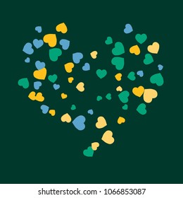 Festive Background with Colorful hearts. Delicate Pattern for Postcard, Print, Banner or Poster. Pretty hearts For Party Decoration, Wedding, Birthday or Anniversary Invitation. Vector