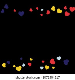 Festive Background with Colorful hearts. Delicate Pattern for Postcard, Print, Banner or Poster. Pretty hearts For Party Decoration, Wedding, Birthday or Anniversary Invitation. Vector

