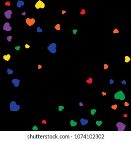 Festive Background with Colorful hearts. Delicate Pattern for Postcard, Print, Banner or Poster. Pretty hearts For Party Decoration, Wedding, Birthday or Anniversary Invitation. Vector

