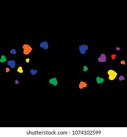 Festive Background with Colorful hearts. Delicate Pattern for Postcard, Print, Banner or Poster. Pretty hearts For Party Decoration, Wedding, Birthday or Anniversary Invitation. Vector

