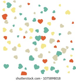 Festive Background with Colorful hearts. Delicate Pattern for Postcard, Print, Banner or Poster. Pretty hearts For Party Decoration, Wedding, Birthday or Anniversary Invitation. Vector

