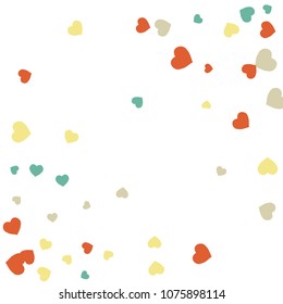 Festive Background with Colorful hearts. Delicate Pattern for Postcard, Print, Banner or Poster. Pretty hearts For Party Decoration, Wedding, Birthday or Anniversary Invitation. Vector

